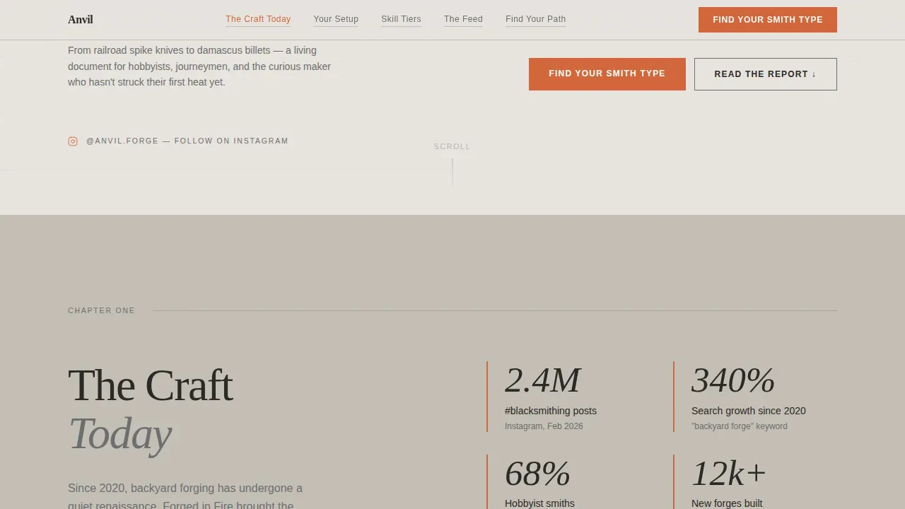 Editorial Blacksmithing Forge | Free Website Template | Rocket