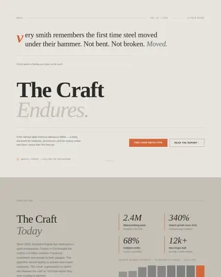 Editorial Blacksmithing Forge | Free Website Template | Rocket