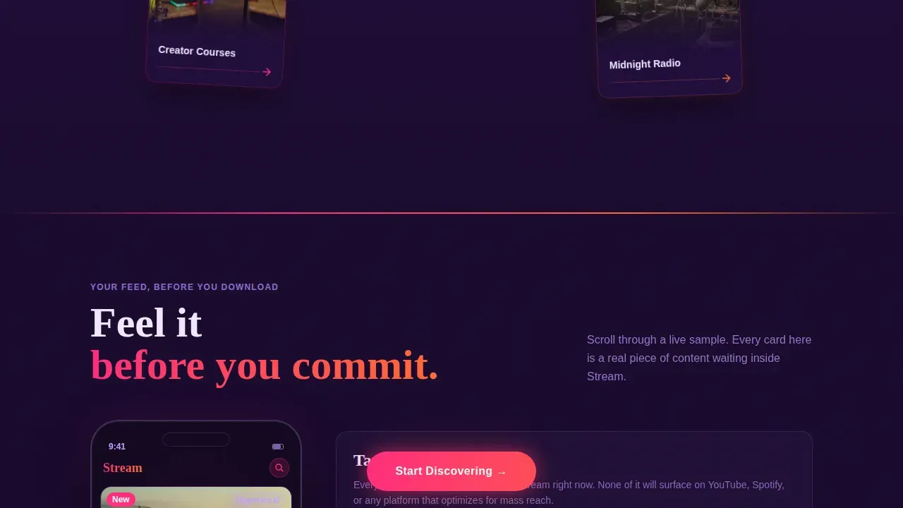Futuristic Neon Niche Streaming Landing Page Template