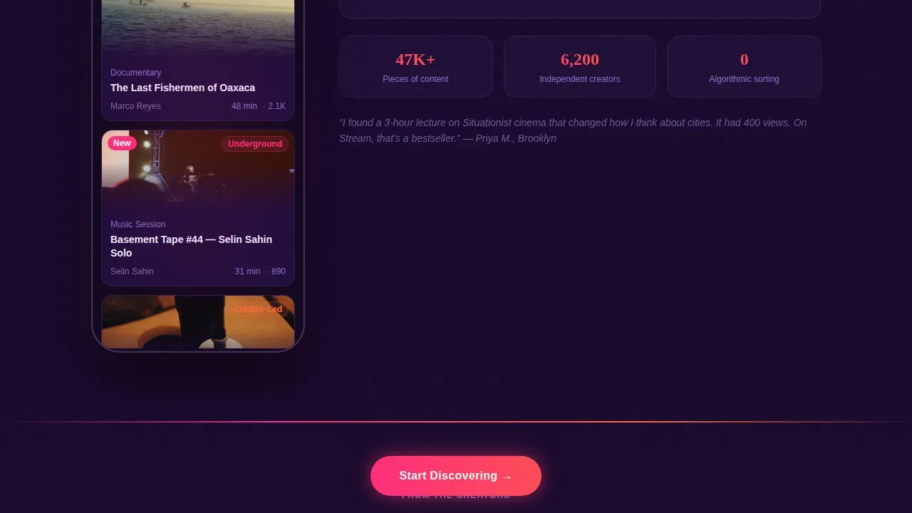 Futuristic Neon Niche Streaming Landing Page Template