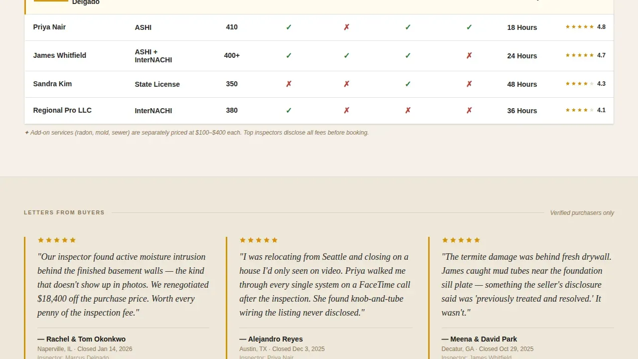 Authoritative Home Inspection Landing Page Template