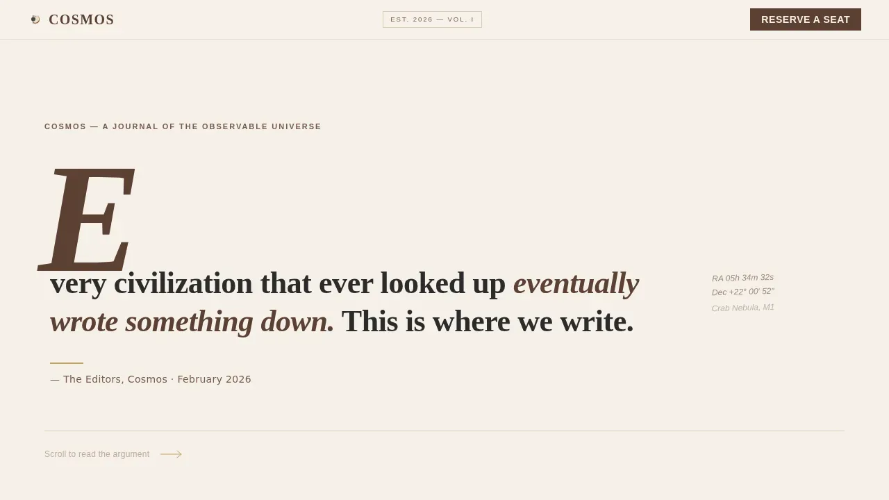 Editorial Space Chronicle Landing Page Template