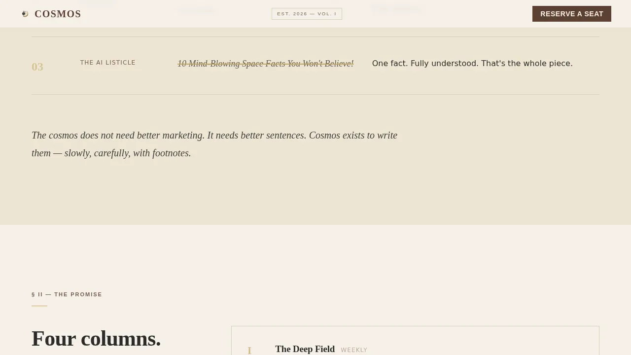 Editorial Space Chronicle Landing Page Template