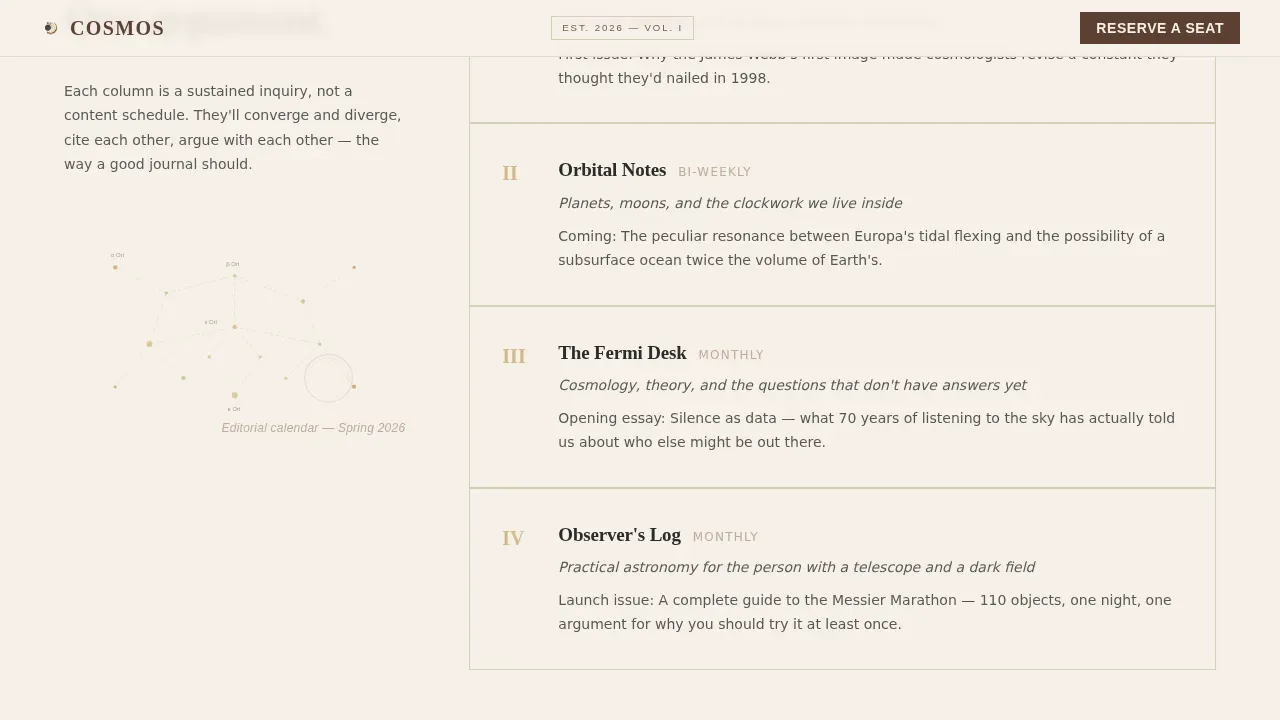 Editorial Space Chronicle Landing Page Template