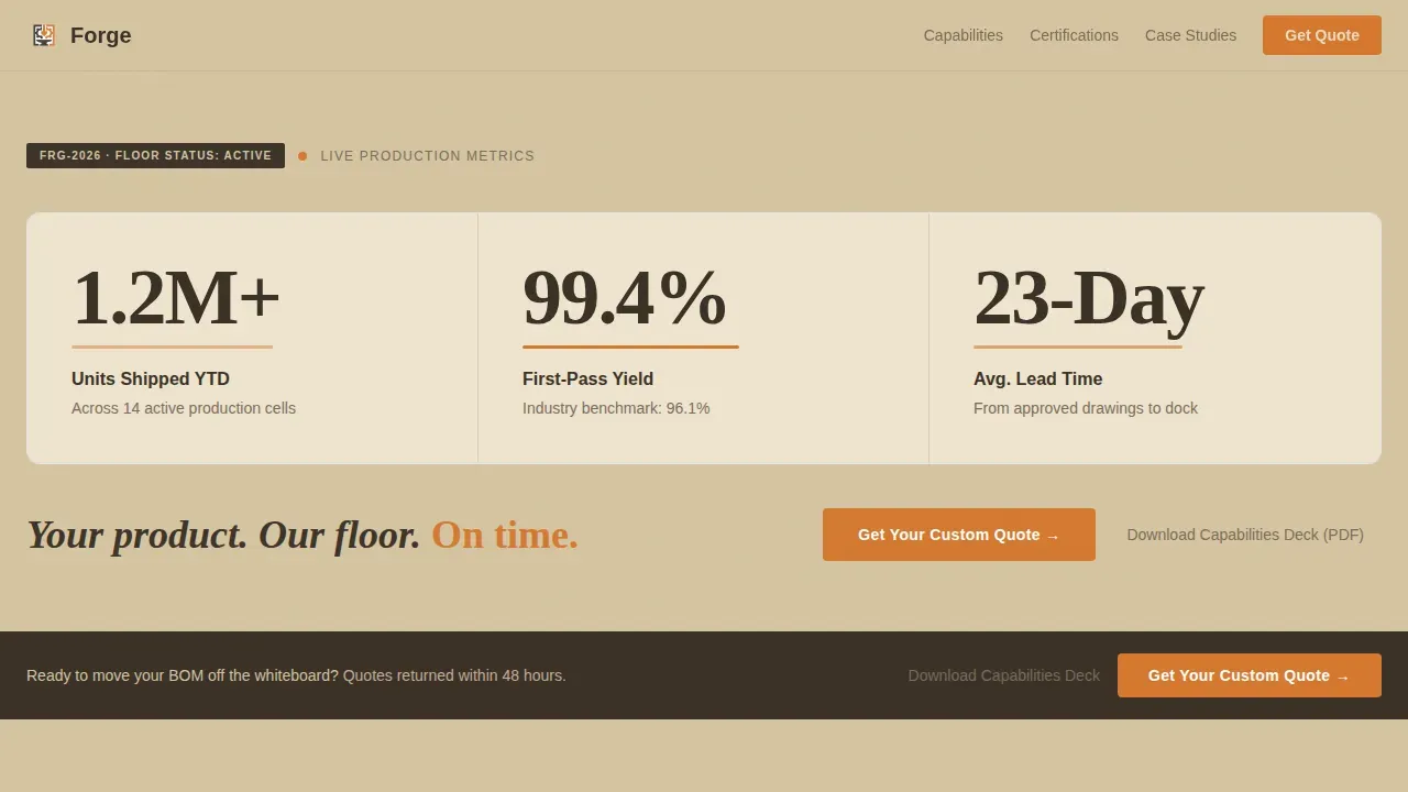 Manufacturing Company Portfolio Website Template