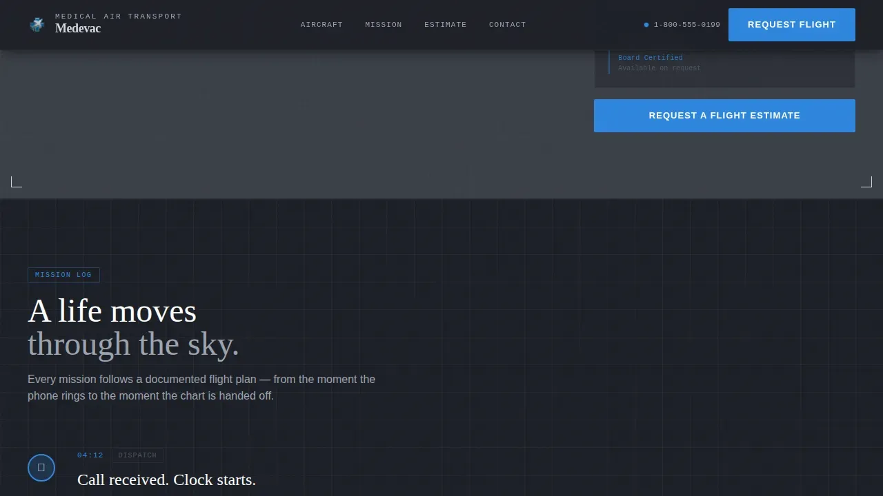 Air Medical Transport Landing Page Template