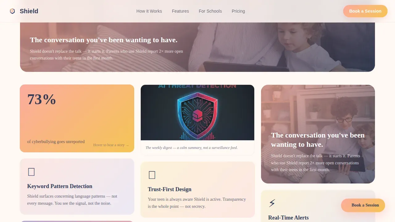 Protective Teen Digital Safety Landing Page Template