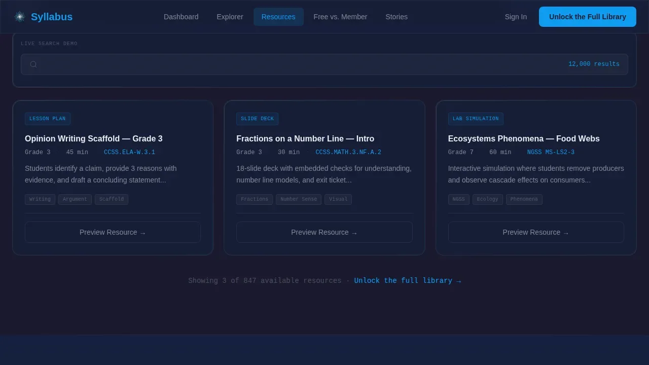 Unlock Learning Resources Landing Page Template