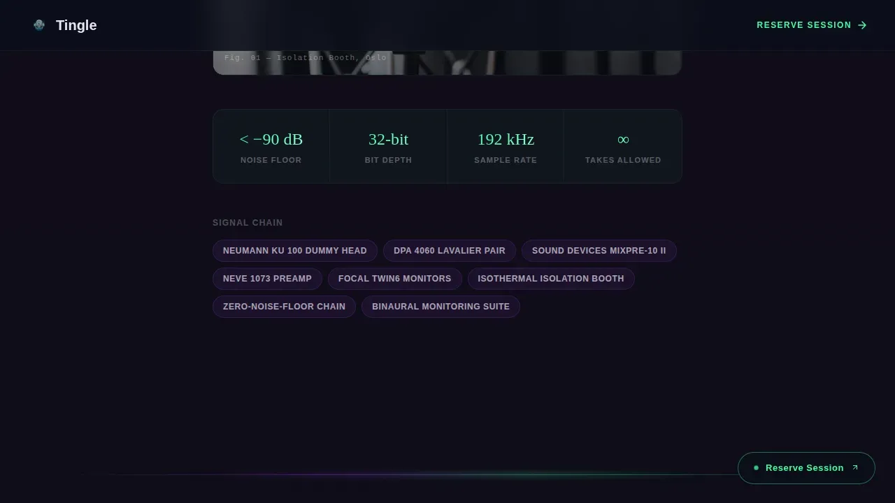 Sound & Audio Production Booking Website Template