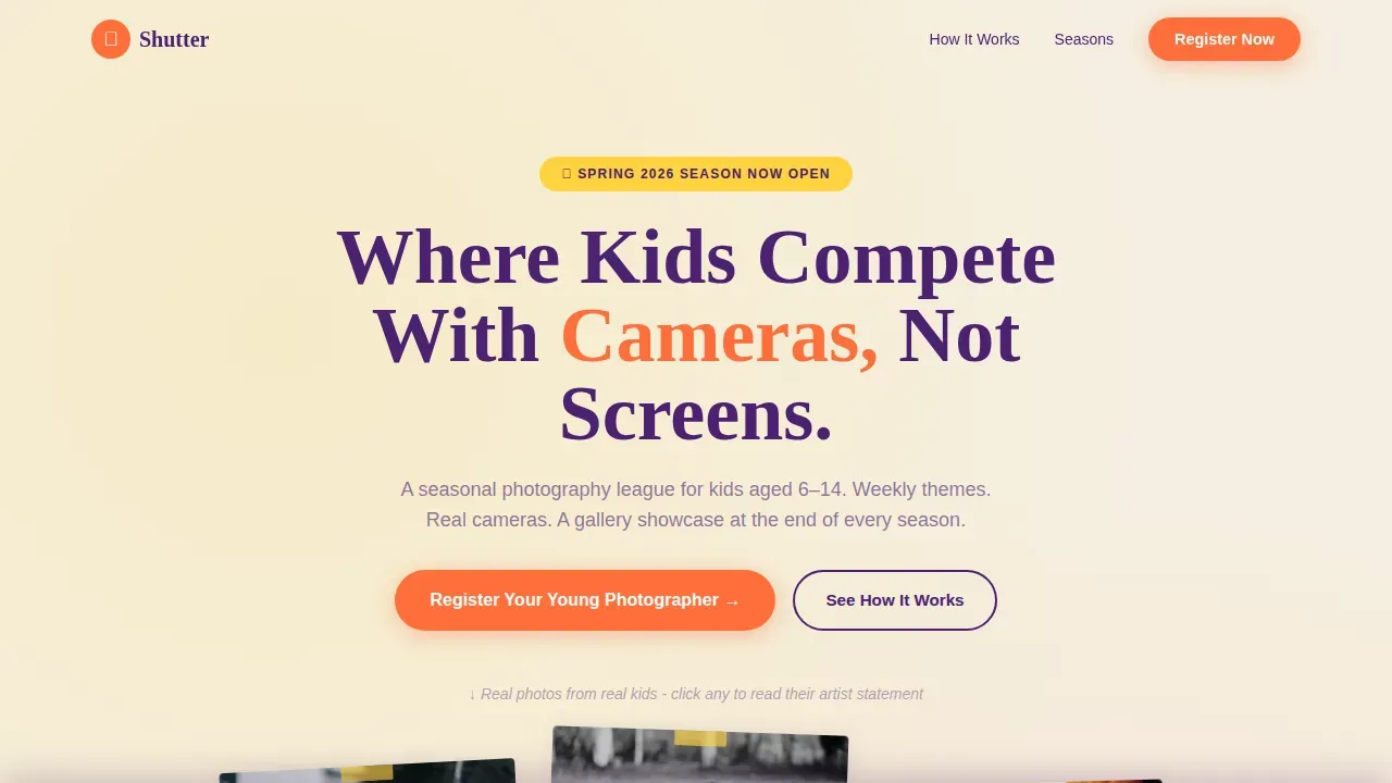 Kids Photography Competition Landing Page Template