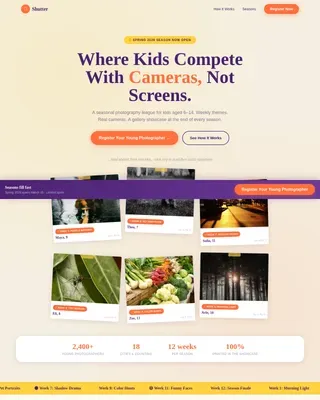 Kids Photography Competition Landing Page Template