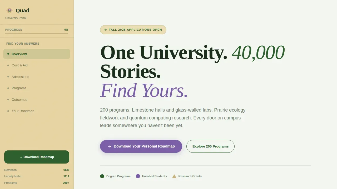 Immersive University Explorer Landing Page Template