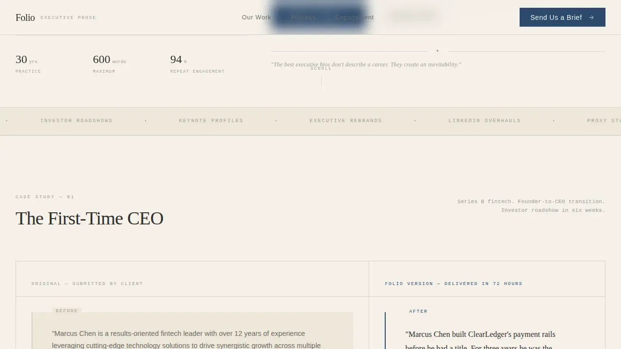 Executive & C-Suite Career Portfolio Website Template