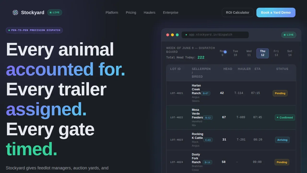 Livestock Booking Platform Landing Page Template