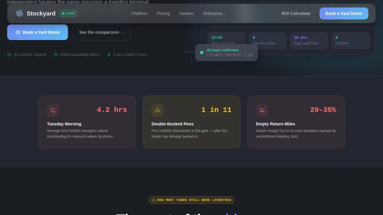 Livestock Booking Platform Landing Page Template