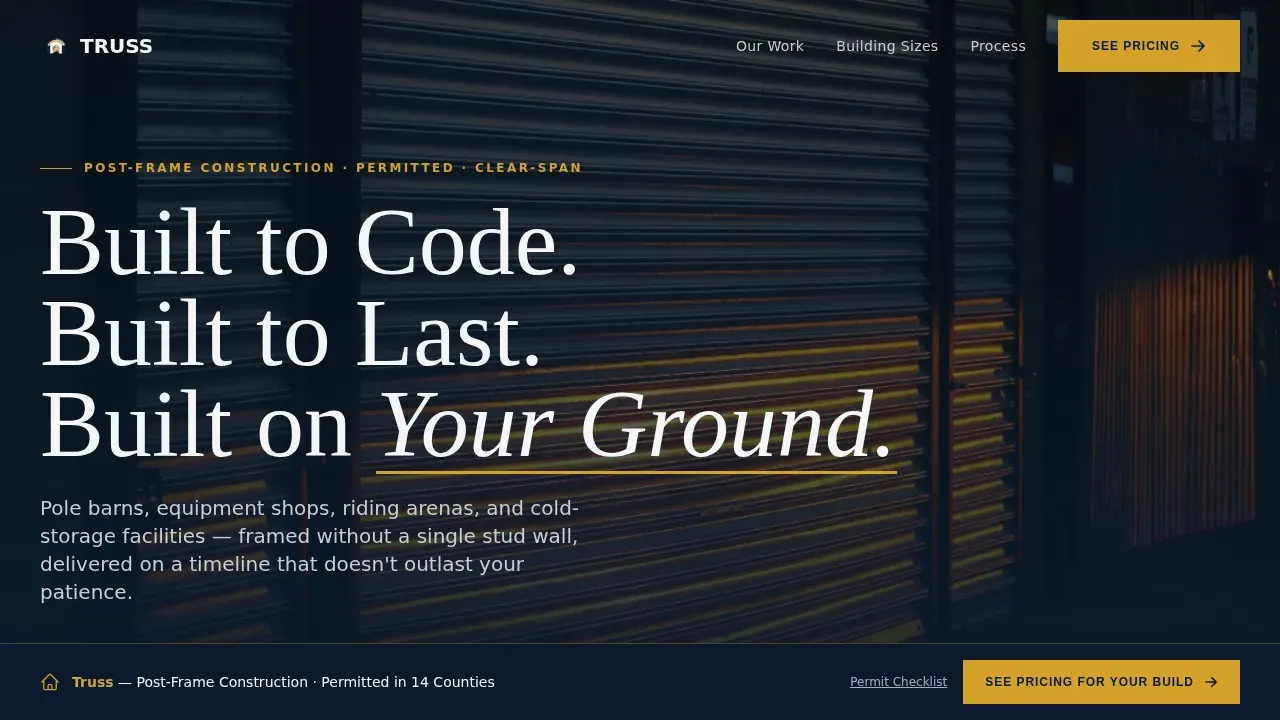Durable Post-Frame Builder Landing Page Template