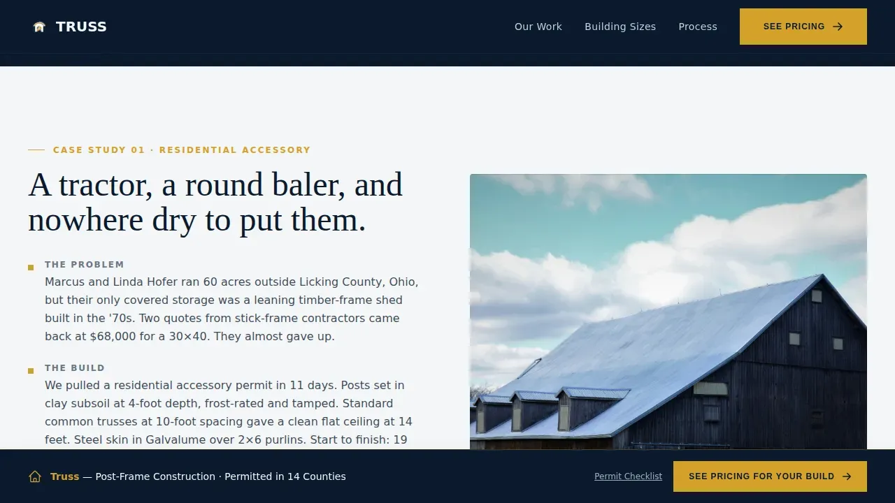 Durable Post-Frame Builder Landing Page Template