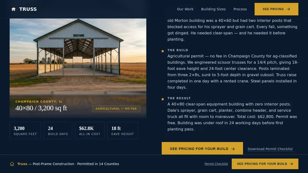 Durable Post-Frame Builder Landing Page Template