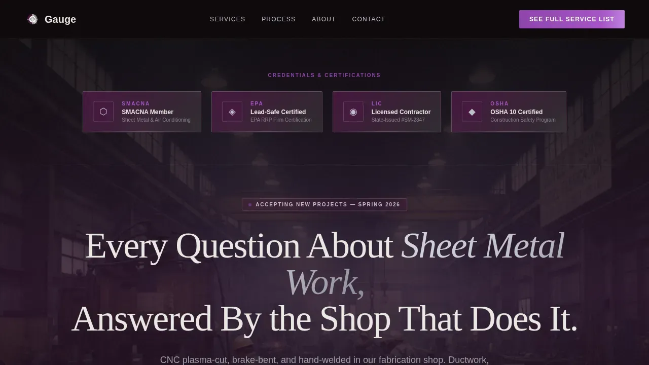 Expert Metal Fabrication Landing Page Template