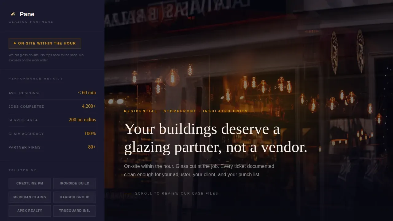 Premium Glass Repair Landing Page Template
