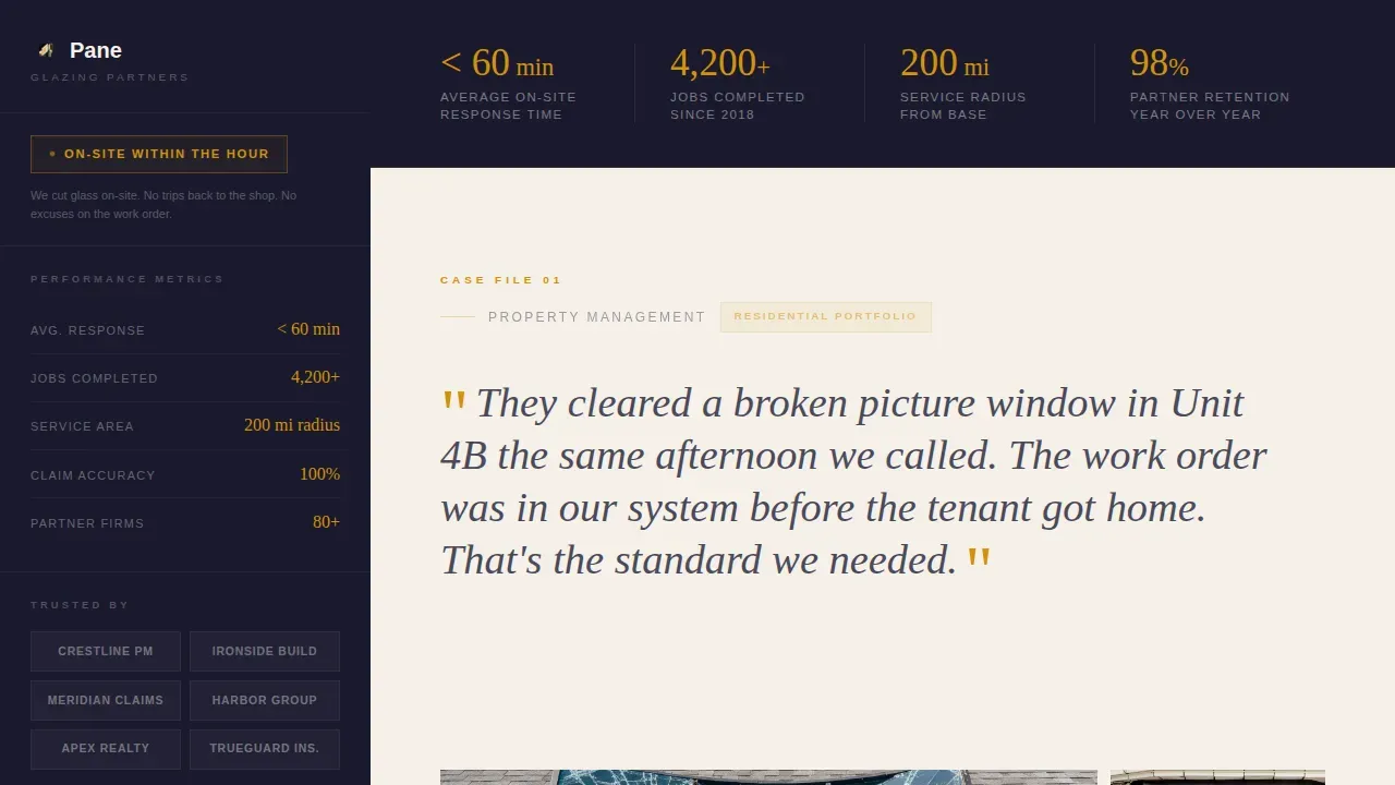 Premium Glass Repair Landing Page Template