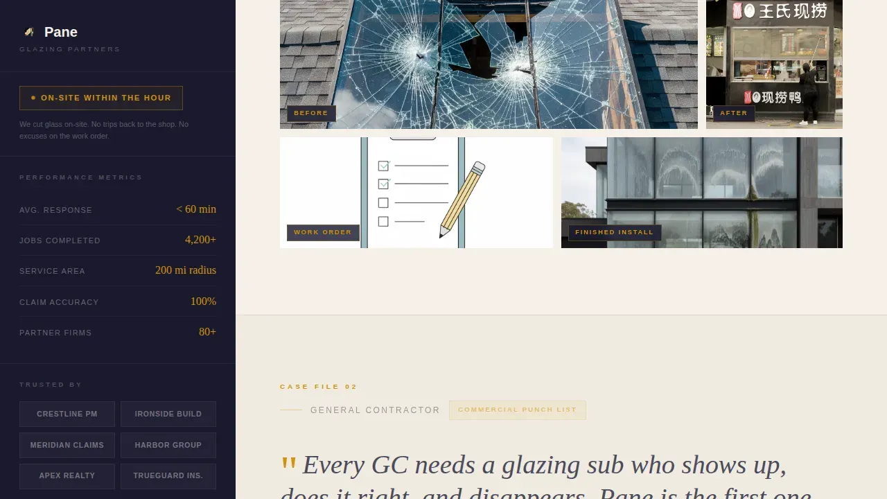 Premium Glass Repair Landing Page Template