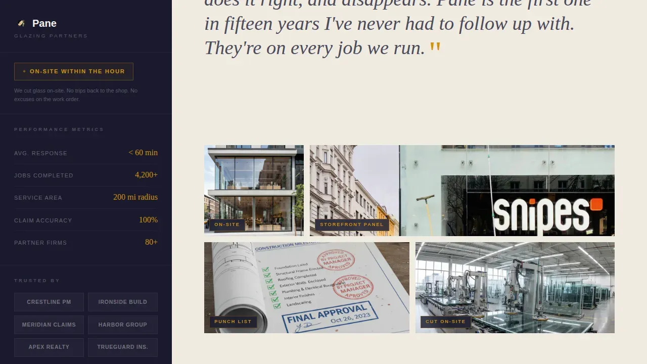 Premium Glass Repair Landing Page Template