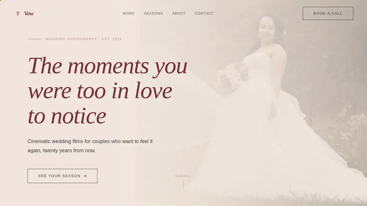 Cinematic Wedding Videography Landing Page Template