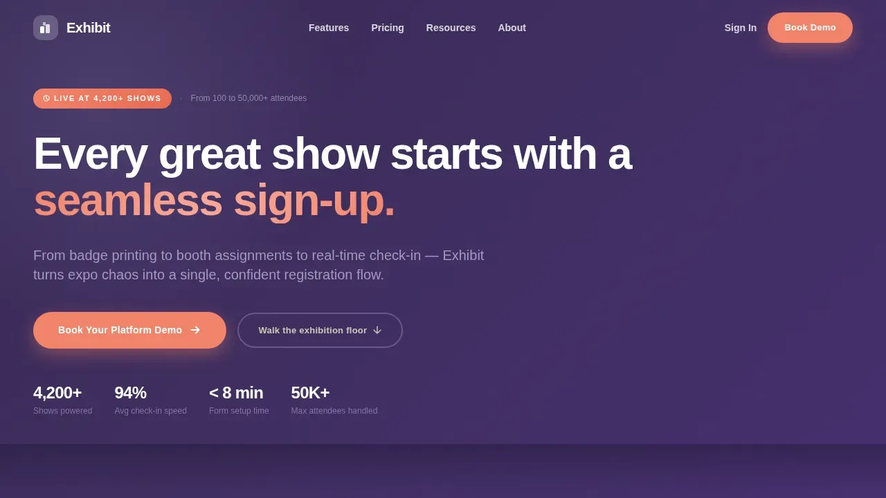 Frictionless Tradeshow Platform Landing Page Template