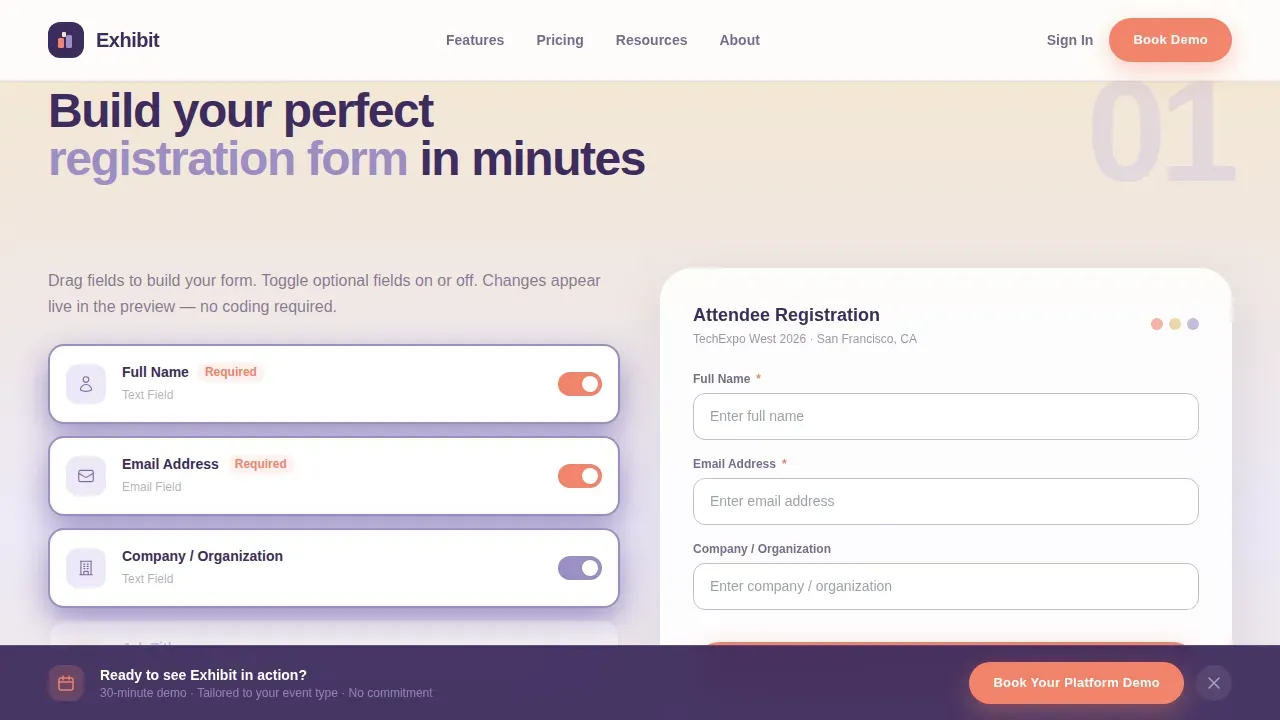 Frictionless Tradeshow Platform Landing Page Template