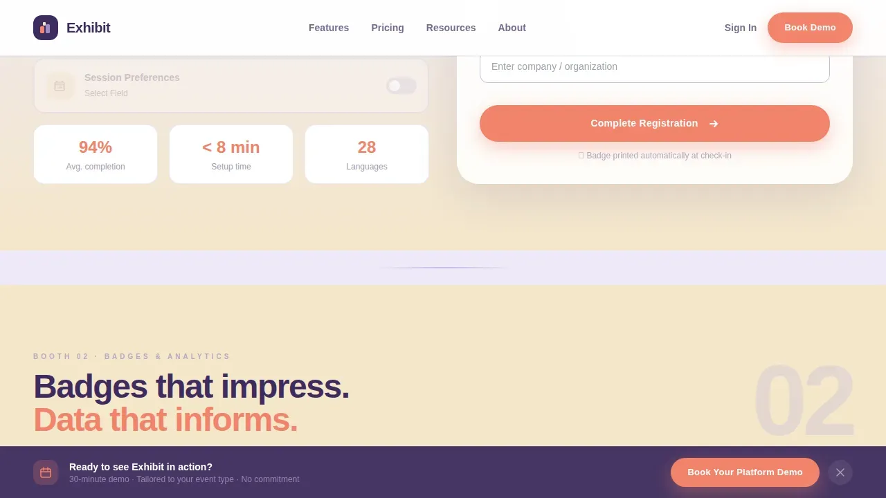 Frictionless Tradeshow Platform Landing Page Template