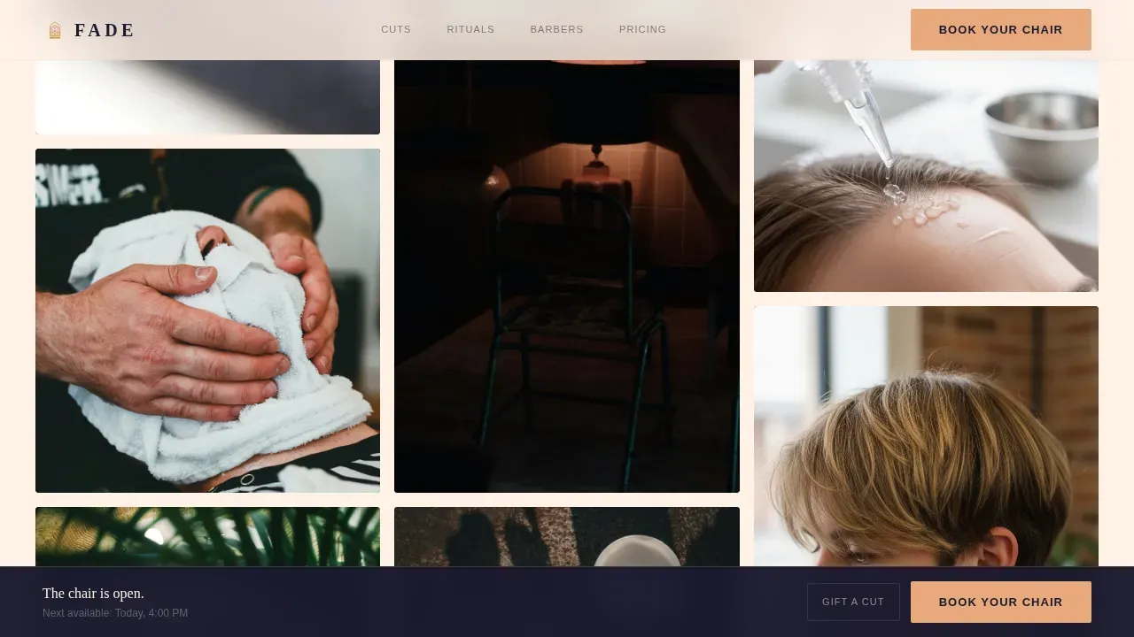 Luxe Minimal Men's Hair Salon Landing Page Template