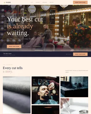 Luxe Minimal Men's Hair Salon Landing Page Template