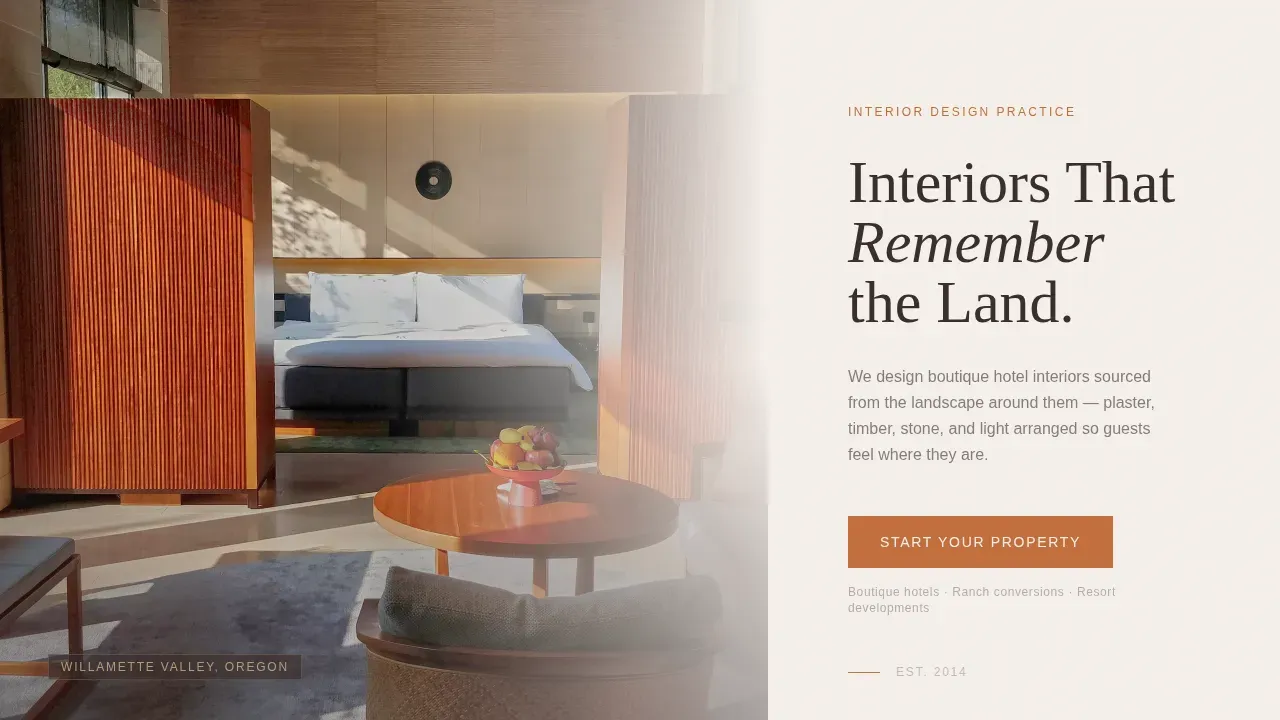 Hotel Interior Designer Landing Page Template