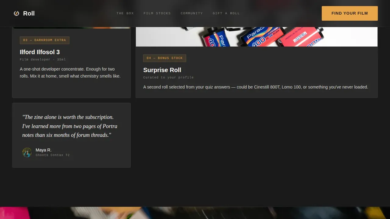 Curated Film Experience Landing Page Template