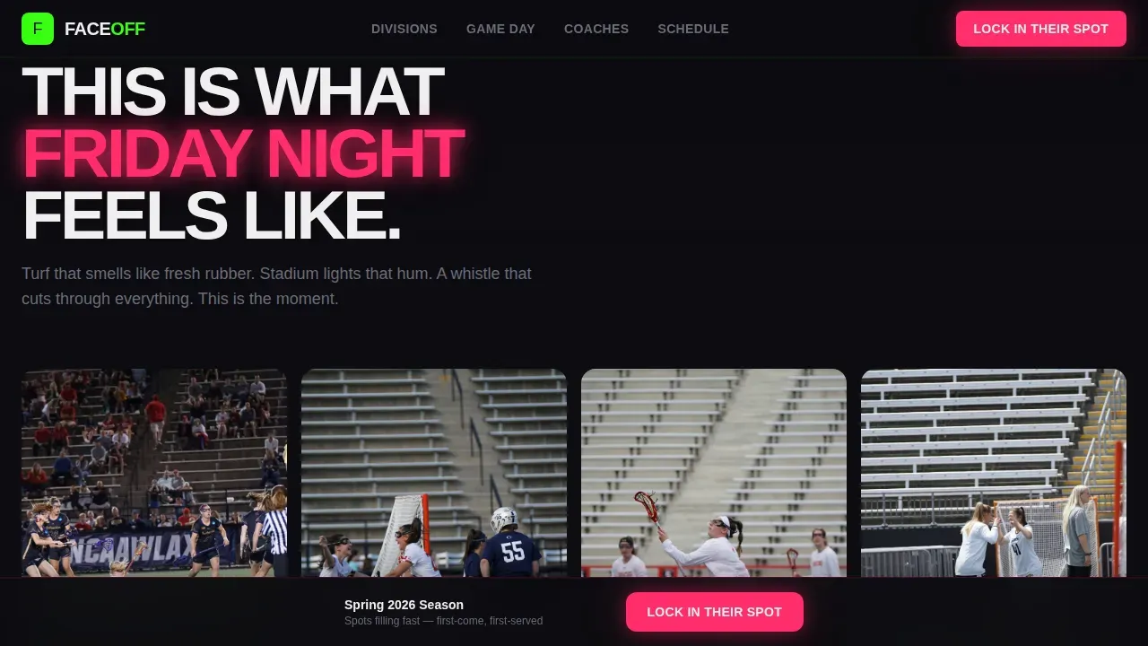 Youth Lacrosse League Registration Landing Page Template