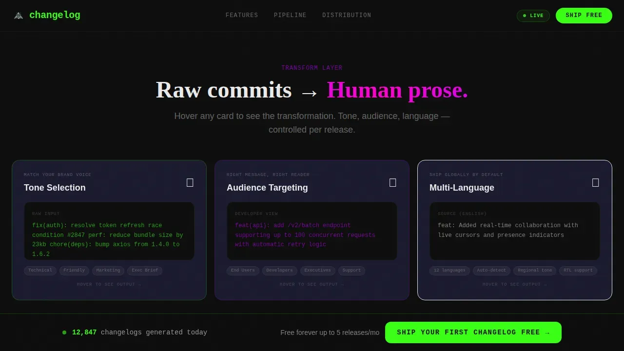App Update Notes Landing Page Template | Startup Velocity