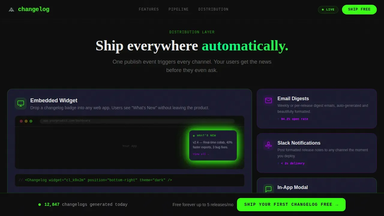 App Update Notes Landing Page Template | Startup Velocity