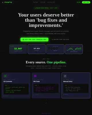 App Update Notes Landing Page Template | Startup Velocity