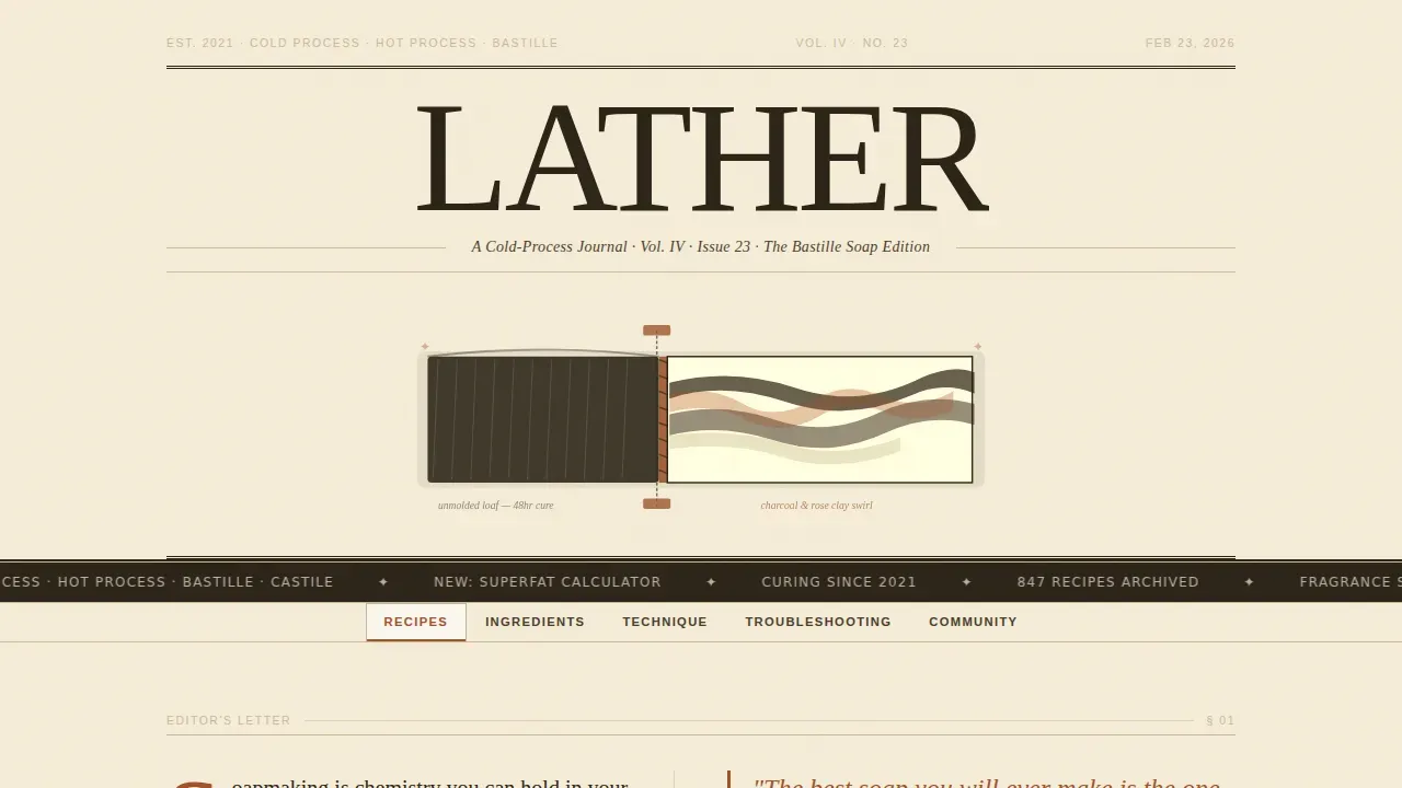 Editorial Soap Making Blog Landing Page Template