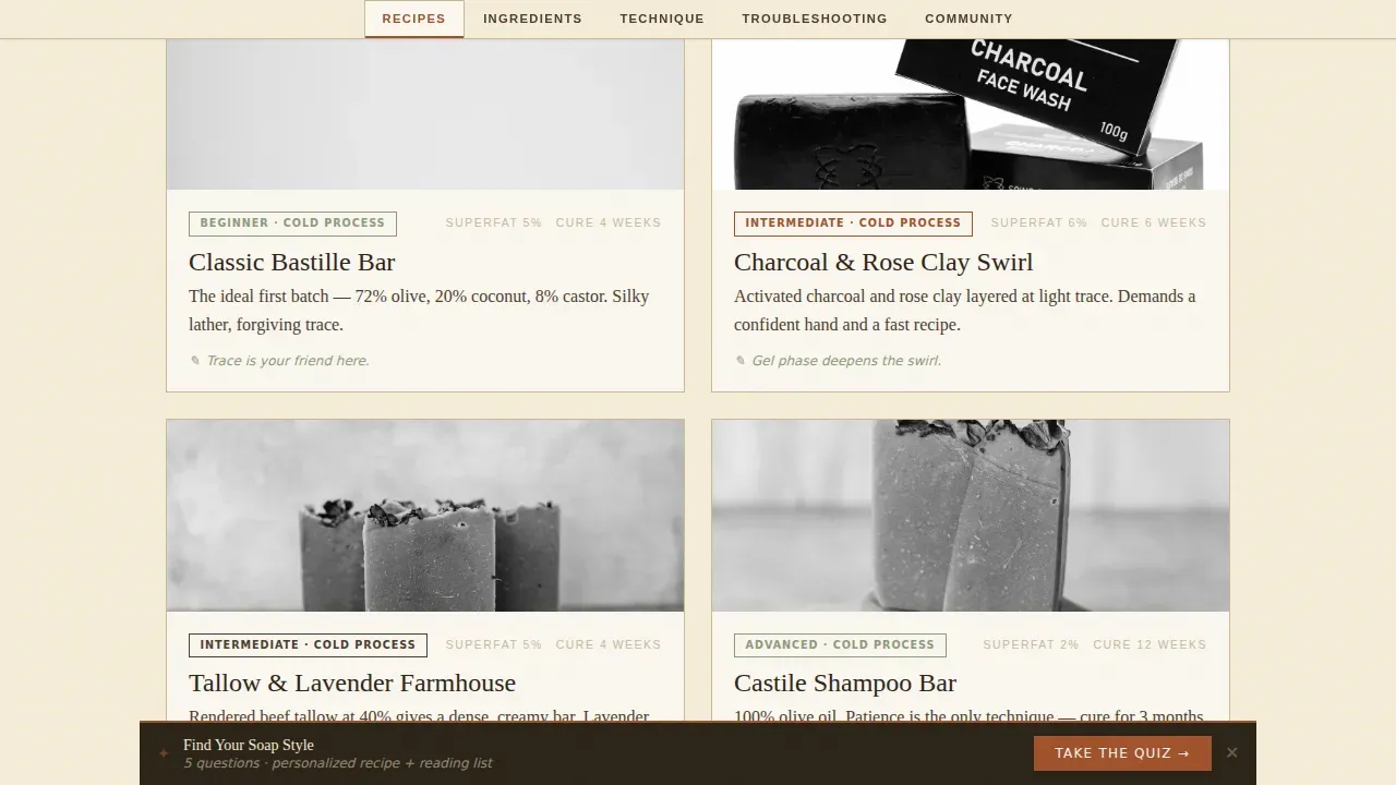 Editorial Soap Making Blog Landing Page Template
