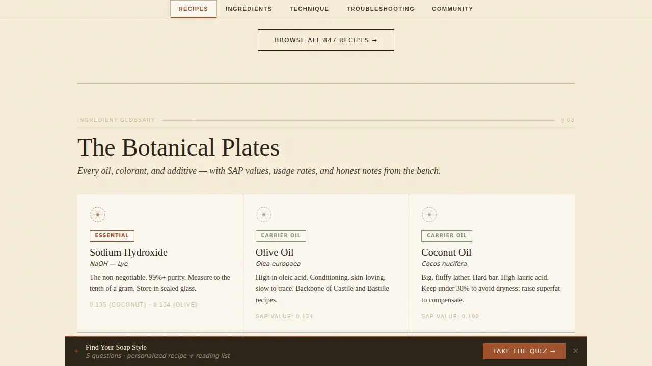 Editorial Soap Making Blog Landing Page Template