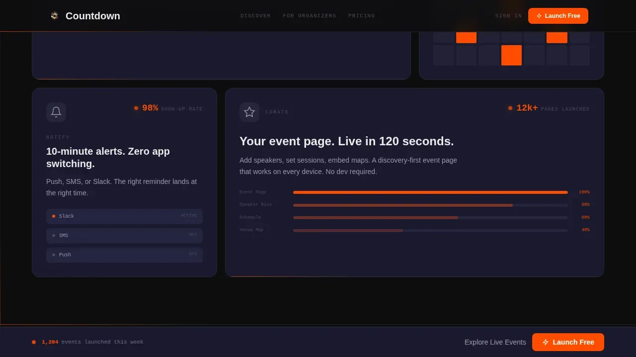 Event Discovery Platform Pre-Launch Countdown Website Template