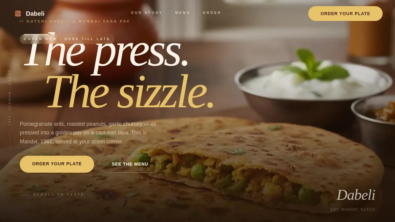 Indian Street Food Landing Page Template | Haute Craft