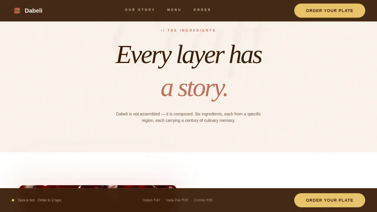 Indian Street Food Landing Page Template | Haute Craft