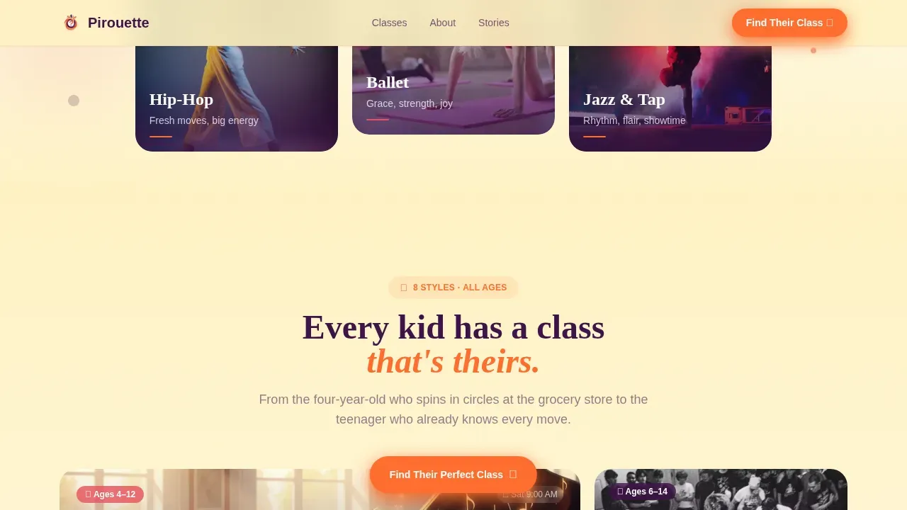 Kids Dance Academy Landing Page Template