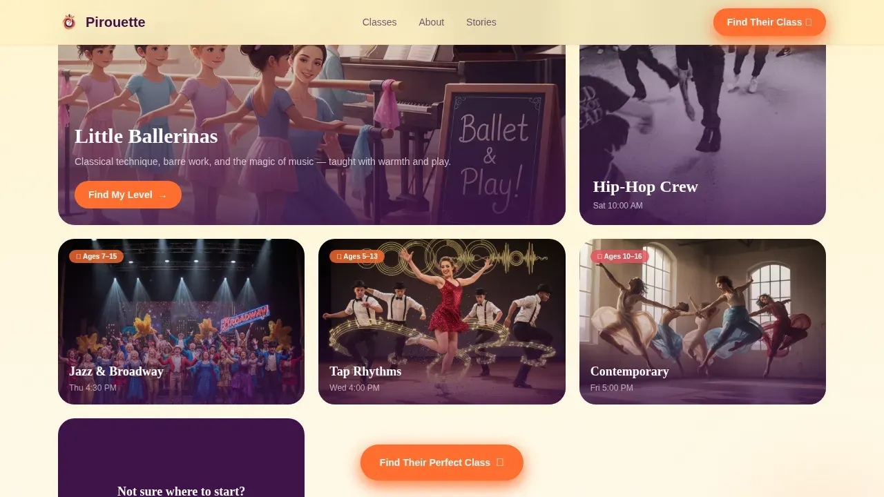 Kids Dance Academy Landing Page Template