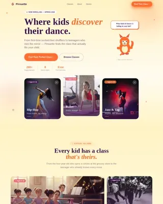 Kids Dance Academy Landing Page Template