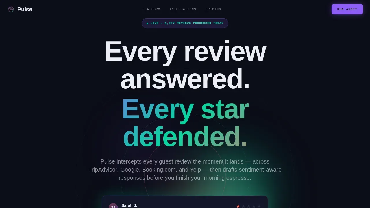 AI Hospitality Review Management Landing Page Template
