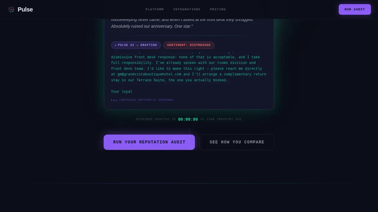 AI Hospitality Review Management Landing Page Template